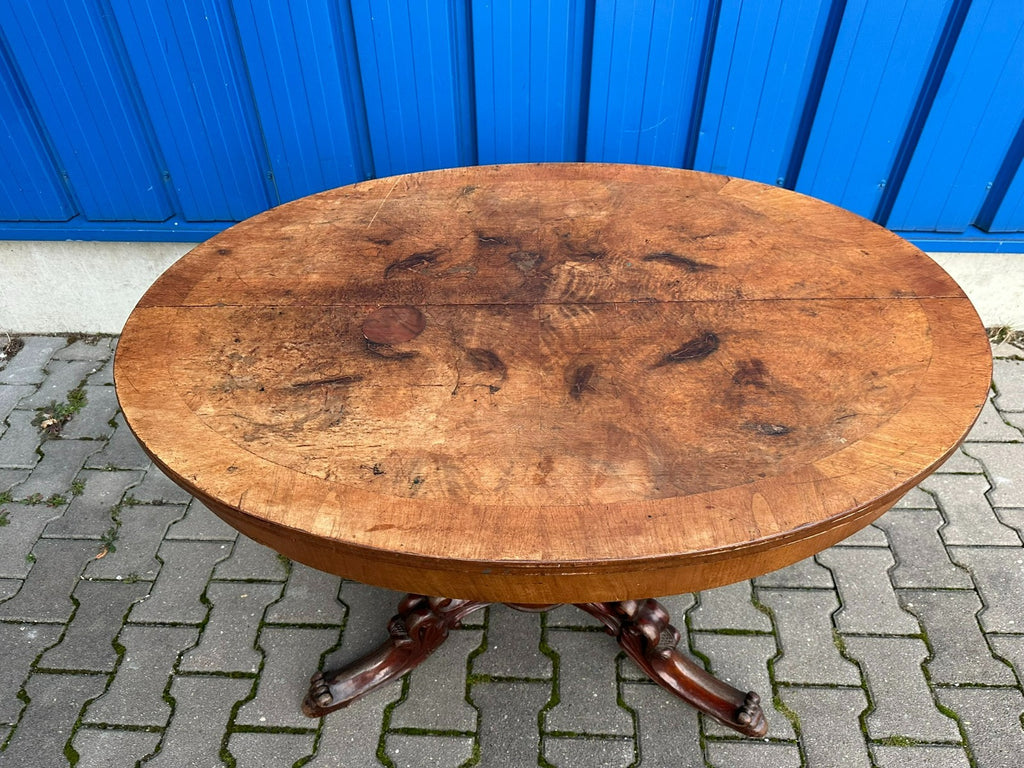 GROSSER ANTIKER SALON TISCH LOUIS PHILIPPE UM 1870 MAHAGONI