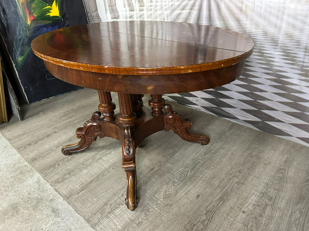 Antiker Louis Philippe Beistelltisch um 1870 Mahagoni Ausziehbar ohne Platten