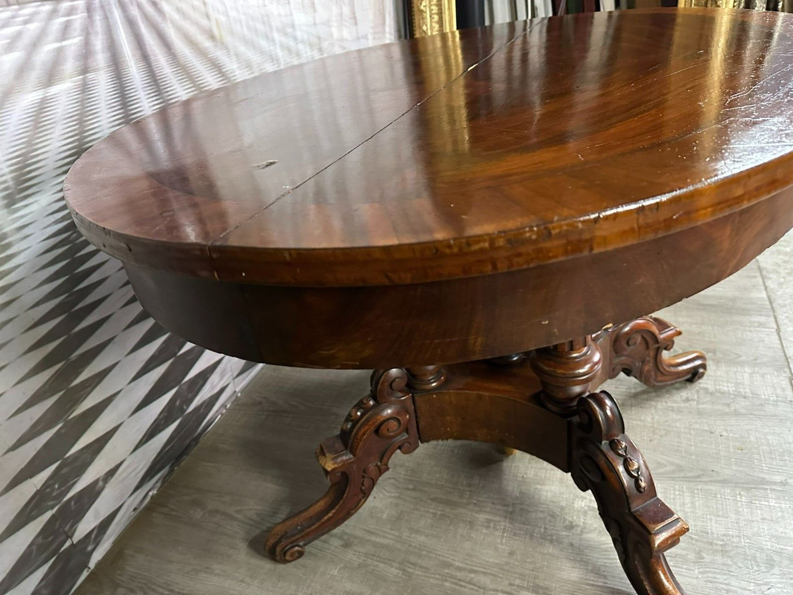 Antiker Louis Philippe Beistelltisch um 1870 Mahagoni Ausziehbar ohne Platten