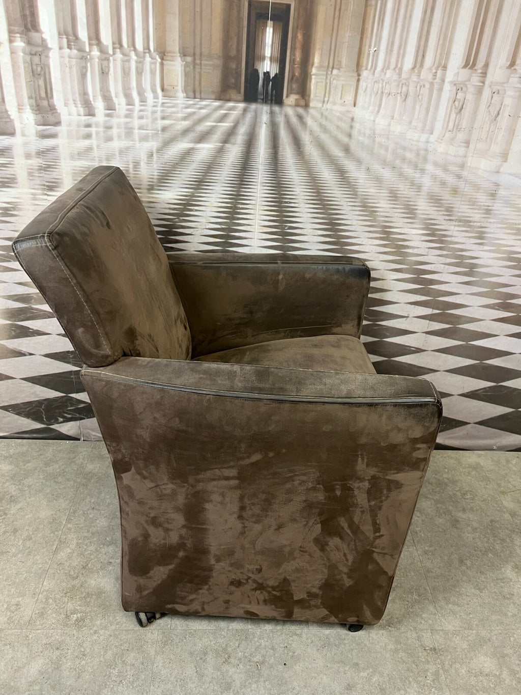 Vintage Sessel aus Leder auf Rollen Clubsessel