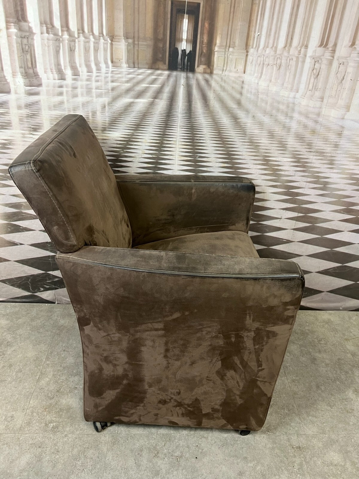 Vintage Sessel aus Leder auf Rollen Clubsessel