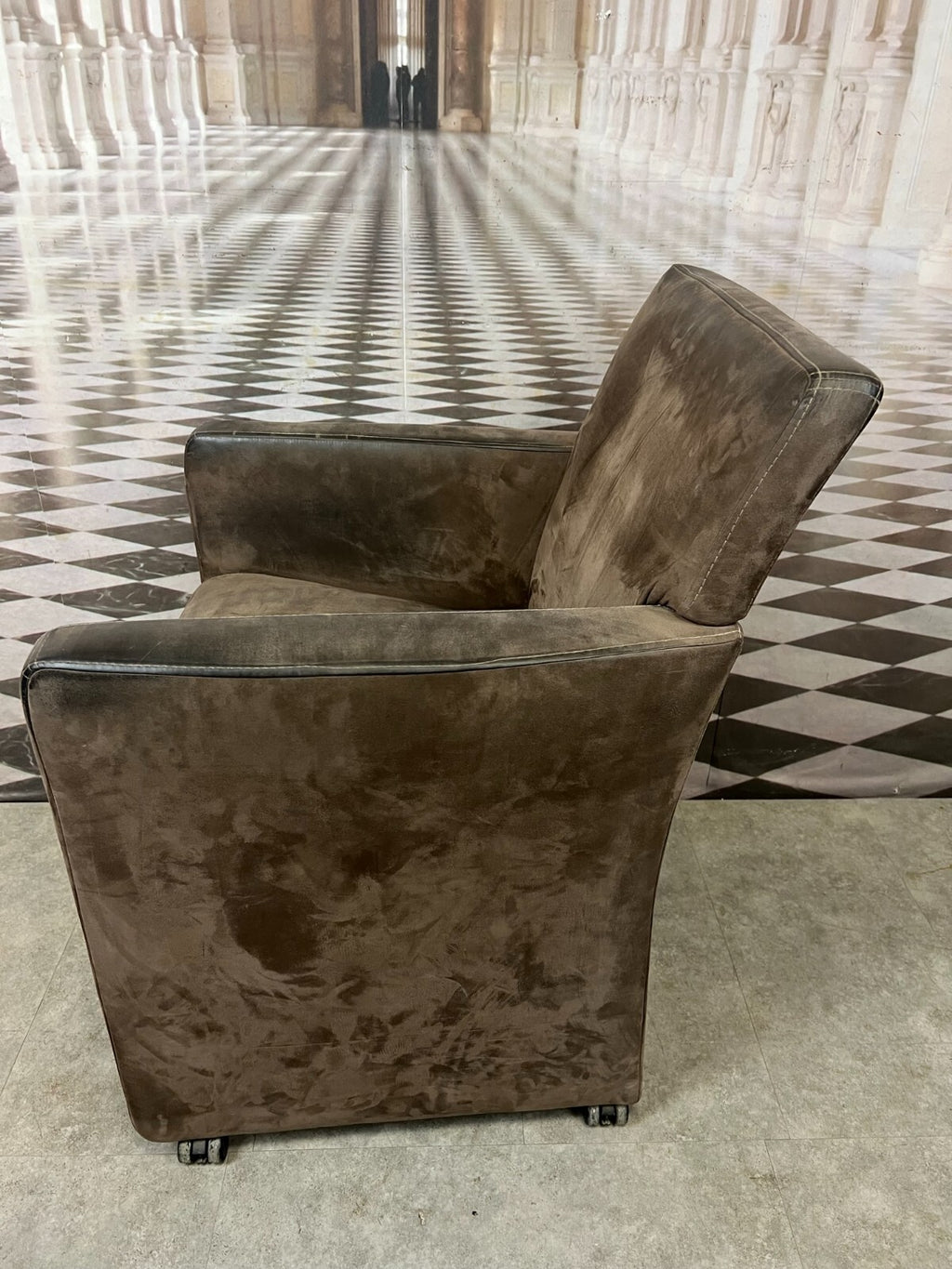 Vintage Sessel aus Leder auf Rollen Clubsessel