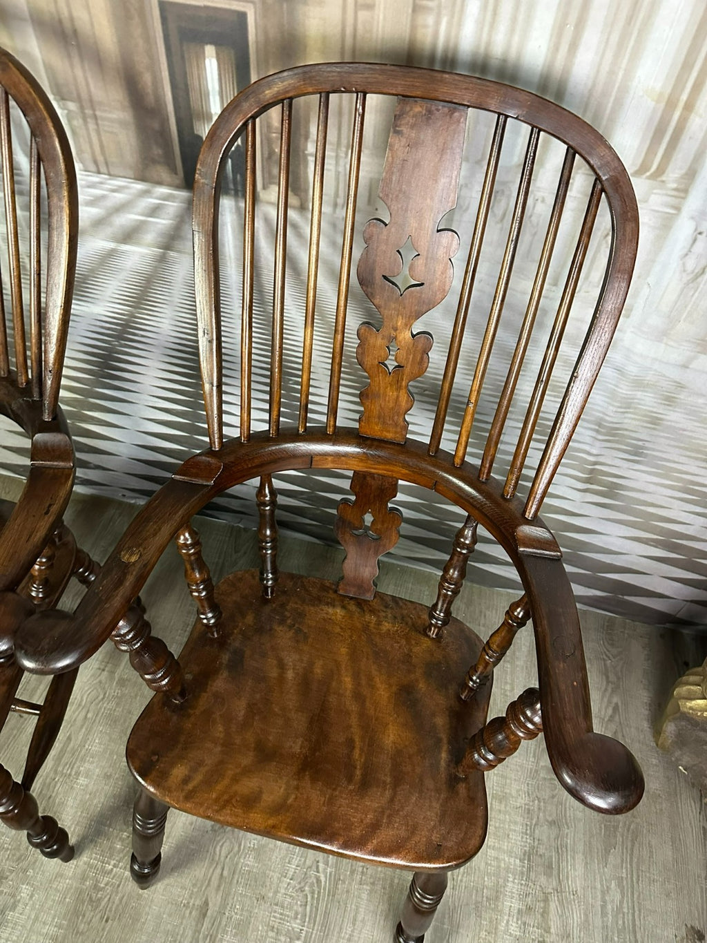 Paar antike Windsor Stühle Sessel England 19 tes Jh Yorkshire Eibenholz