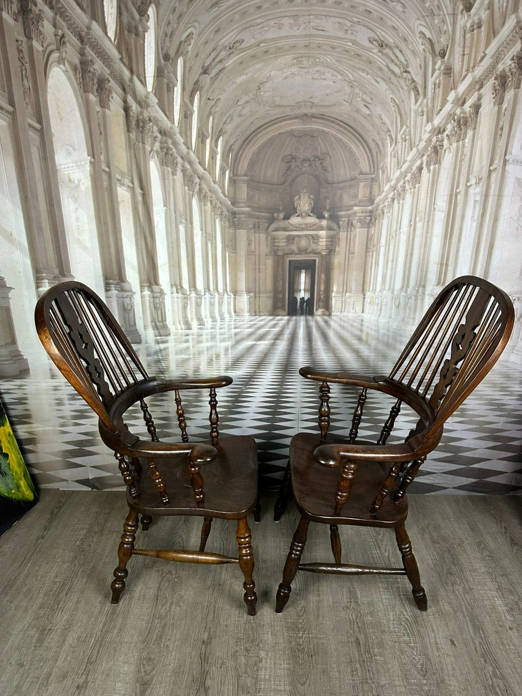 Paar antike Windsor Stühle Sessel England 19 tes Jh Yorkshire Eibenholz