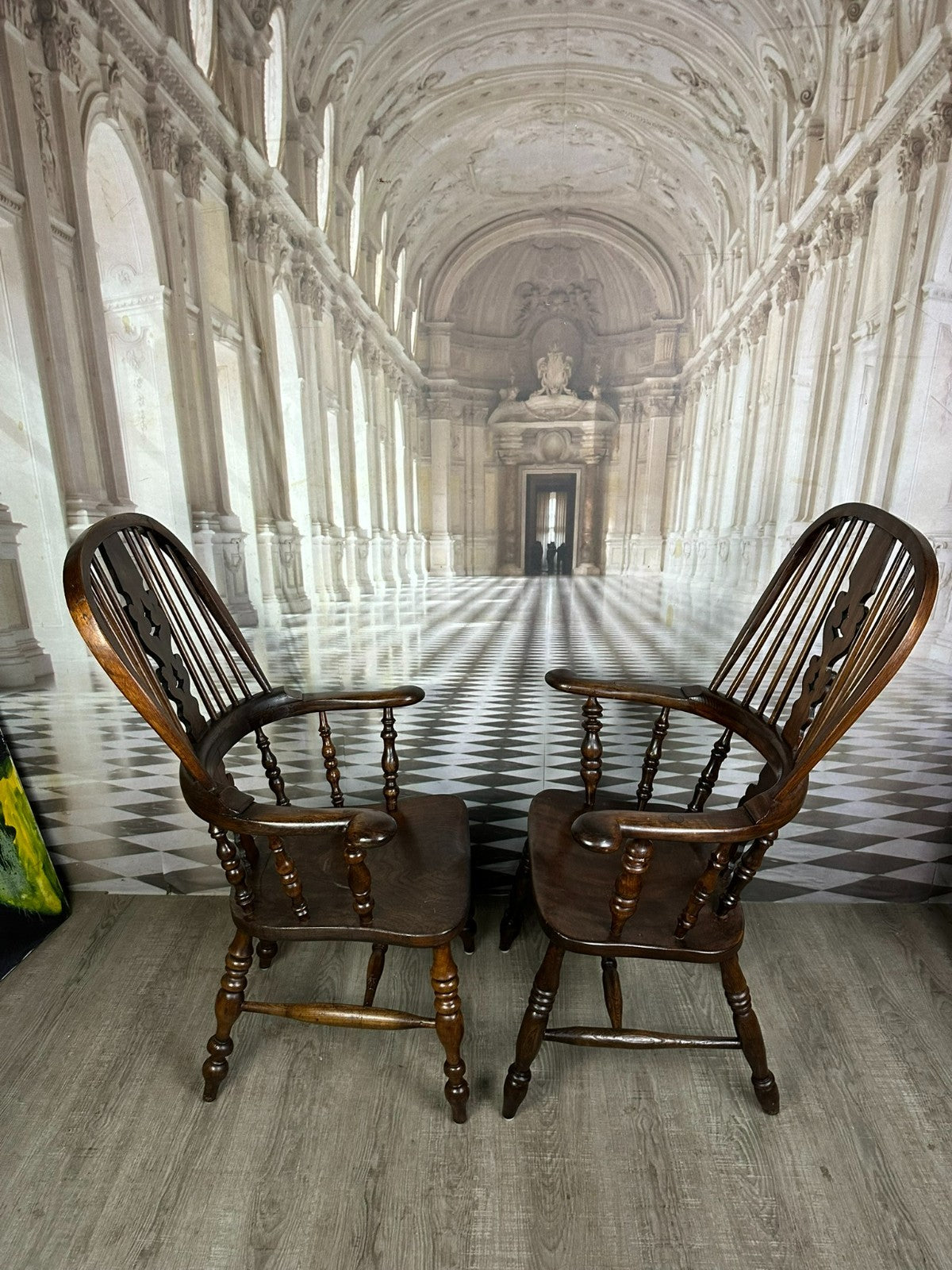 Paar antike Windsor Stühle Sessel England 19 tes Jh Yorkshire Eibenholz