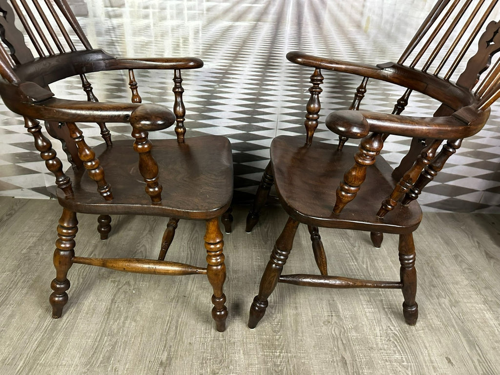 Paar antike Windsor Stühle Sessel England 19 tes Jh Yorkshire Eibenholz