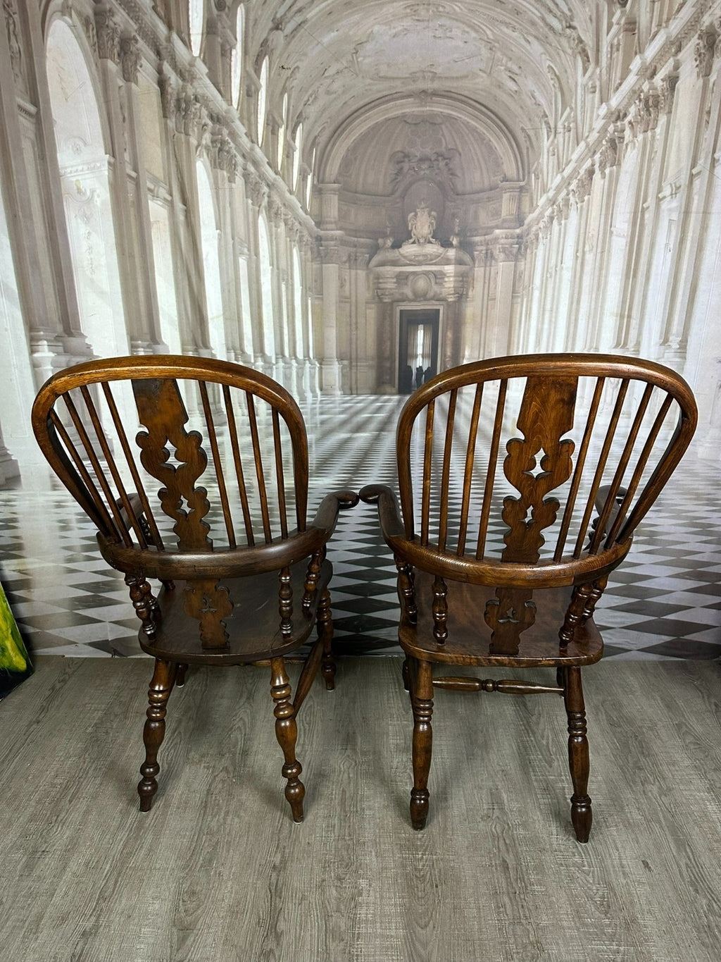 Paar antike Windsor Stühle Sessel England 19 tes Jh Yorkshire Eibenholz