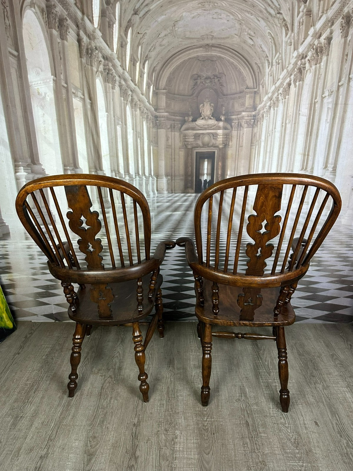 Paar antike Windsor Stühle Sessel England 19 tes Jh Yorkshire Eibenholz