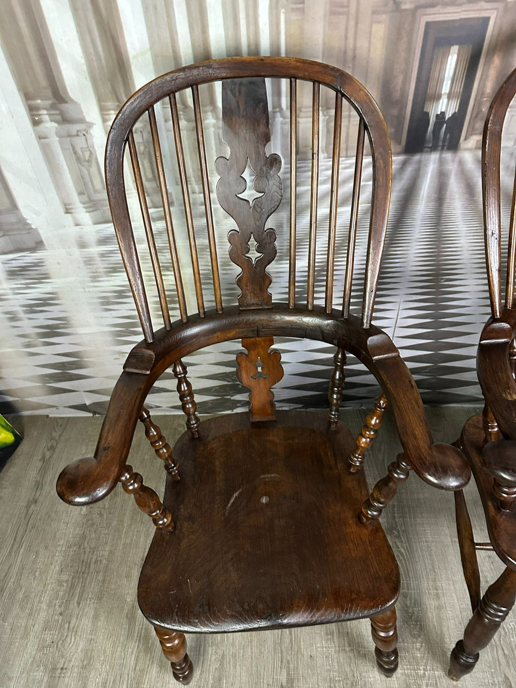 Paar antike Windsor Stühle Sessel England 19 tes Jh Yorkshire Eibenholz