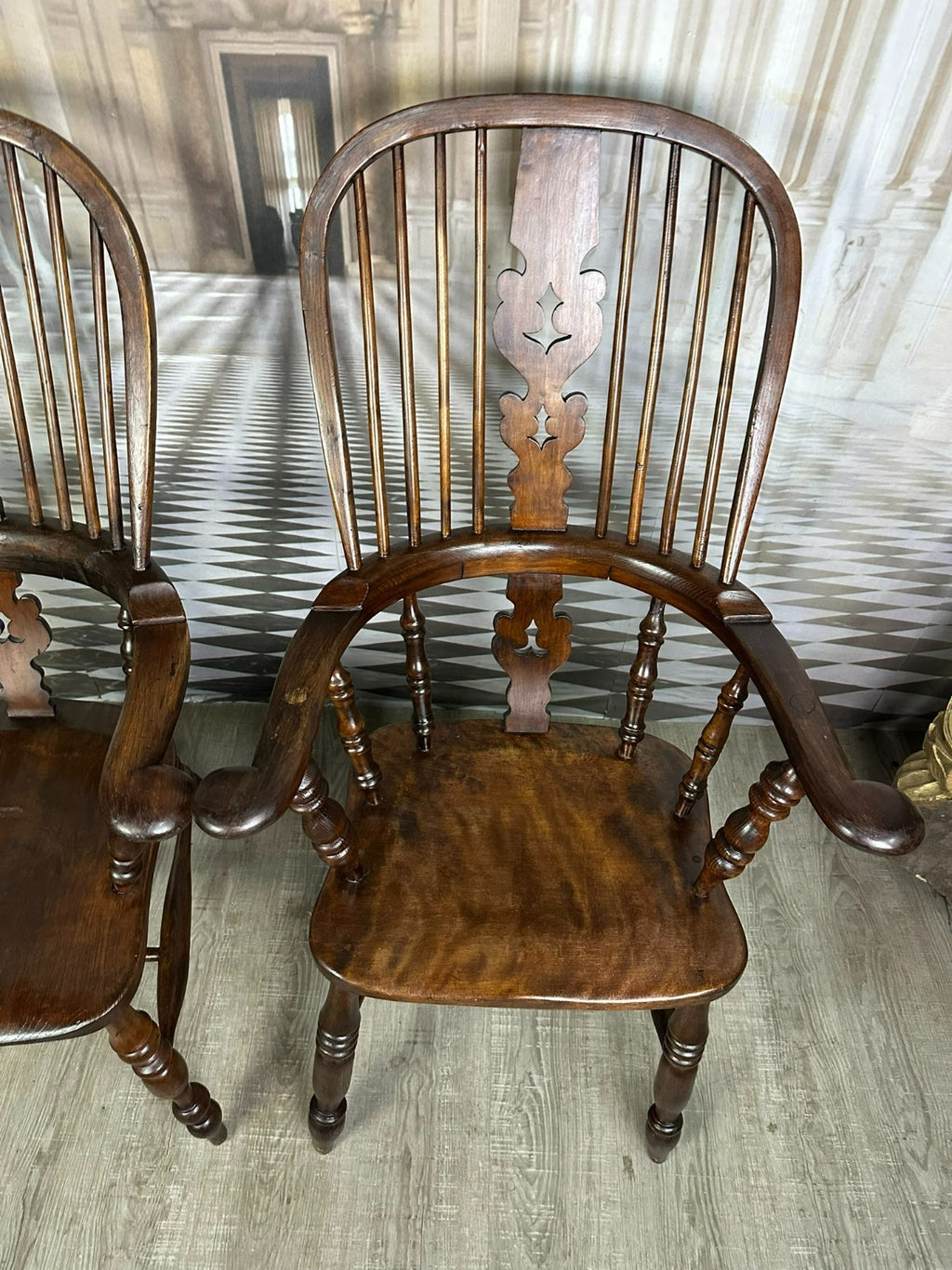 Paar antike Windsor Stühle Sessel England 19 tes Jh Yorkshire Eibenholz