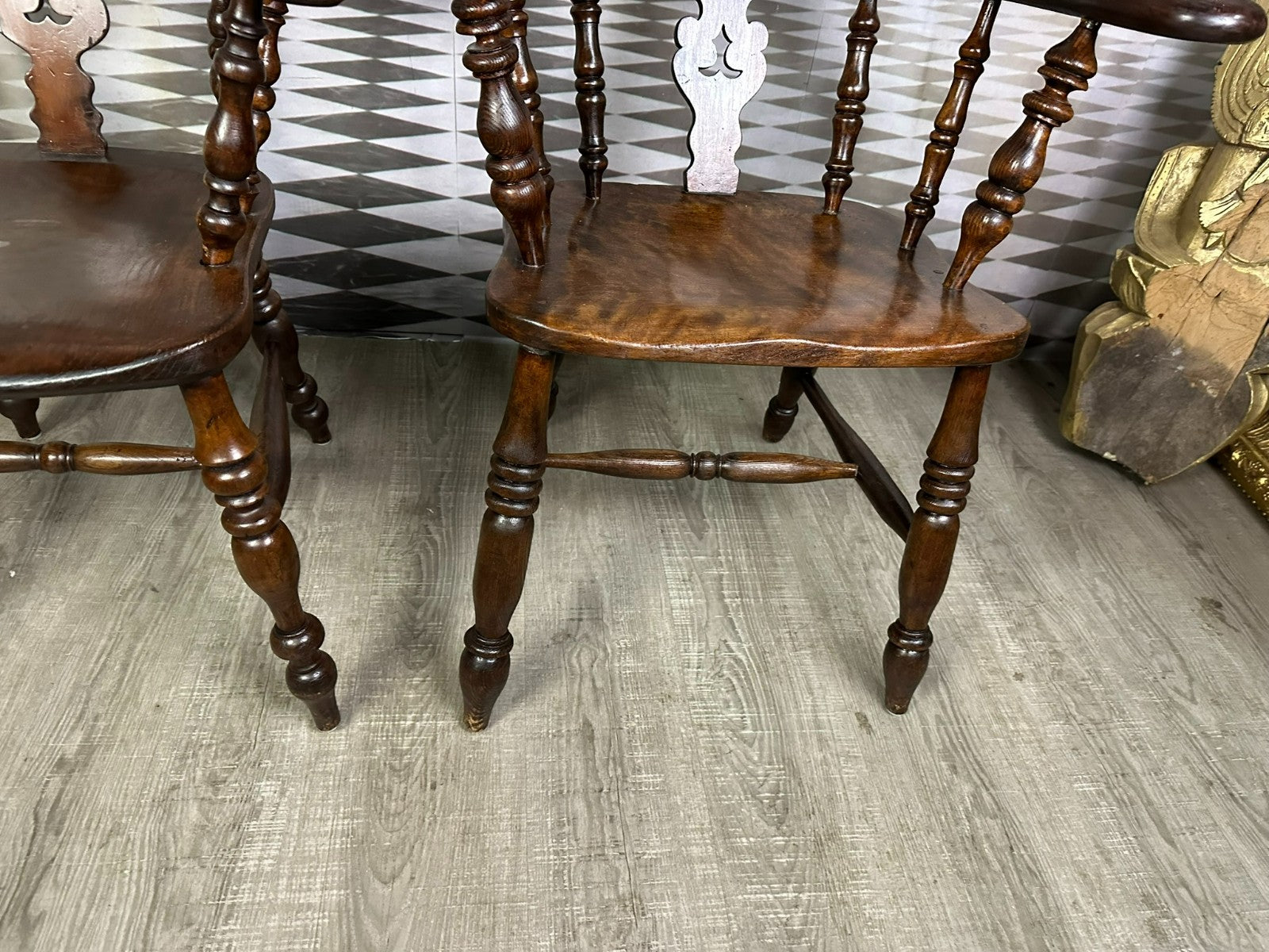 Paar antike Windsor Stühle Sessel England 19 tes Jh Yorkshire Eibenholz