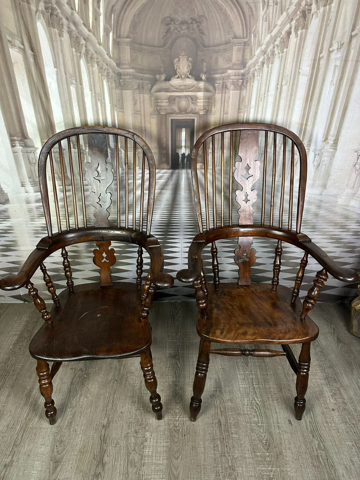 PAAR ANTIKE WINDSOR STÜHLE SESSEL ENGLAND 19 TES JH YORKSHIRE EIBENHOLZ