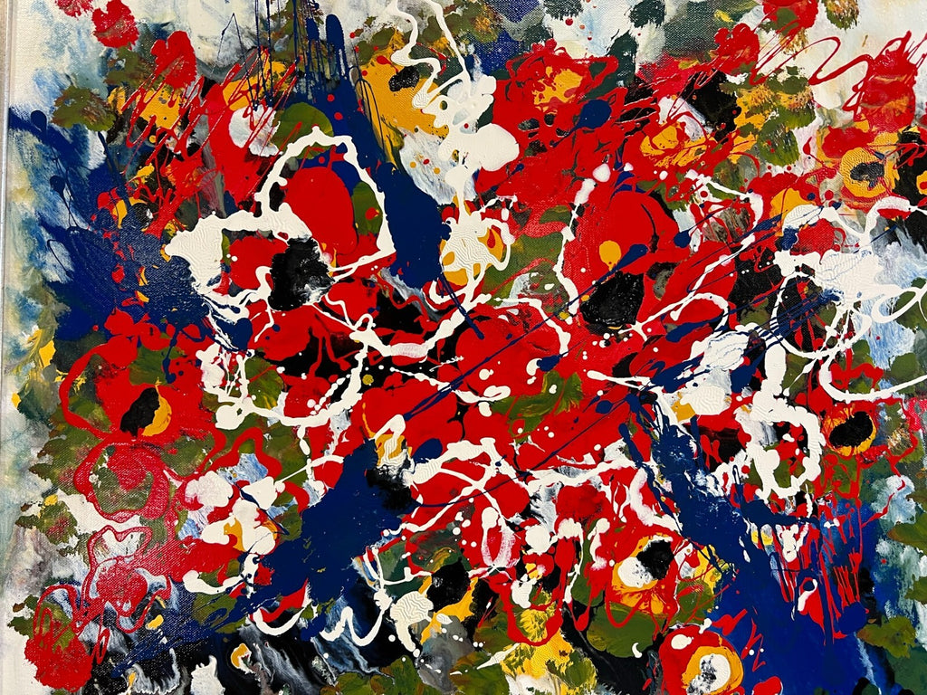 Grosses Abstraktes Gemälde Acryl auf Leinwand signiert Gijs ter Wee Rahmen