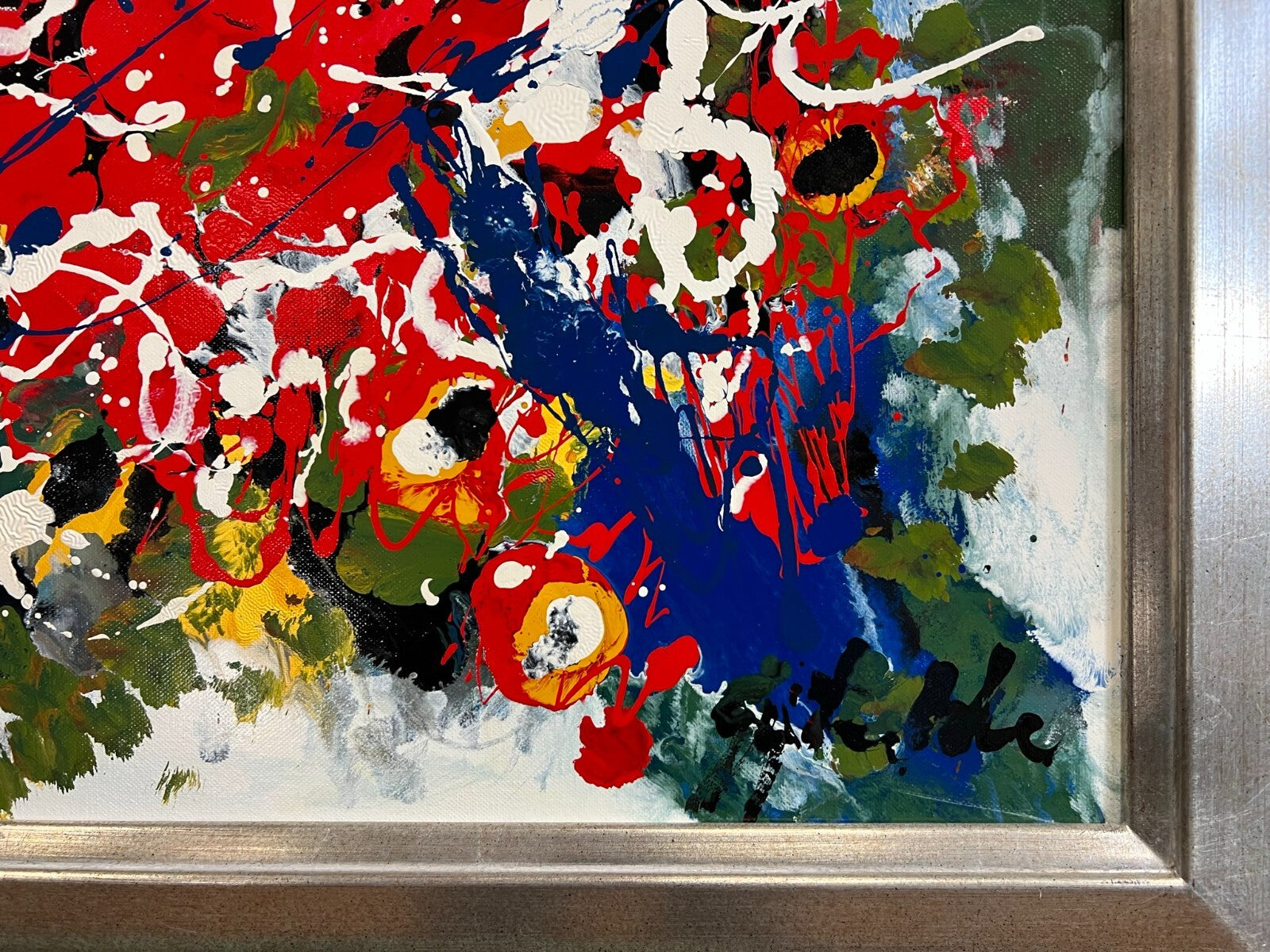 Grosses Abstraktes Gemälde Acryl auf Leinwand signiert Gijs ter Wee Rahmen