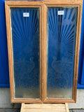 2x ANTIKE GLASSCHEIBE GLAS FENSTER ORIGINAL UM 1920 JUGENDSTIL / ART DECO VÖGEL