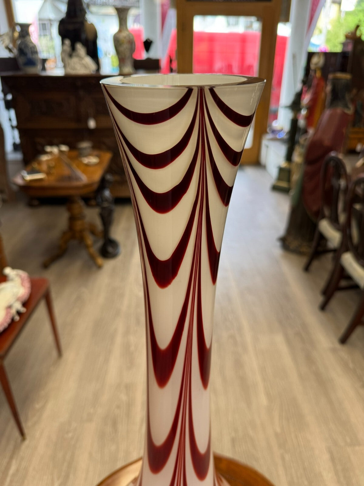 Vintage Bodenvase grosse Vase aus Glas Lollipop Space Age Schott Zwiesel 79x26cm