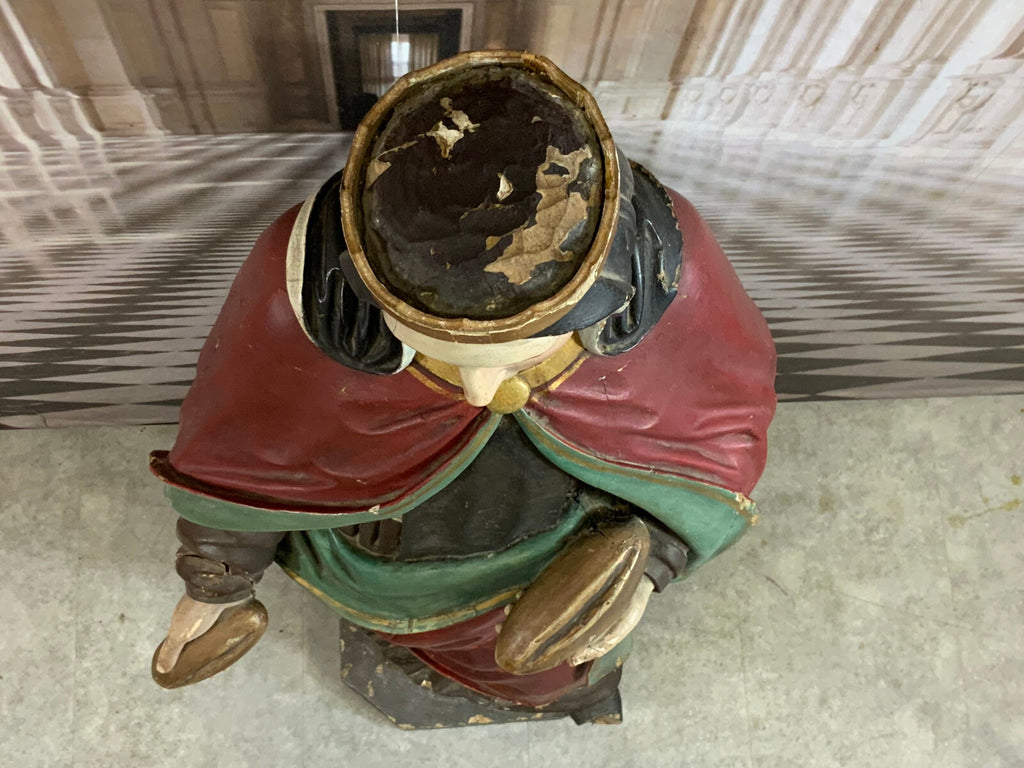 Nazarener Heiligenfigur Heilige mit Krone und Brot antik 19 tes Jhdt 141cm