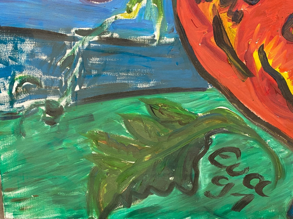 Xxxl Gemälde Acrylgemälde auf Leinwand 120x150cm Blumen in Vase Modern