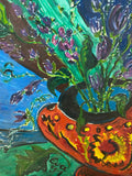 XXXL GEMÄLDE ACRYLGEMÄLDE AUF LEINWAND 120x150cm BLUMEN IN VASE MODERN