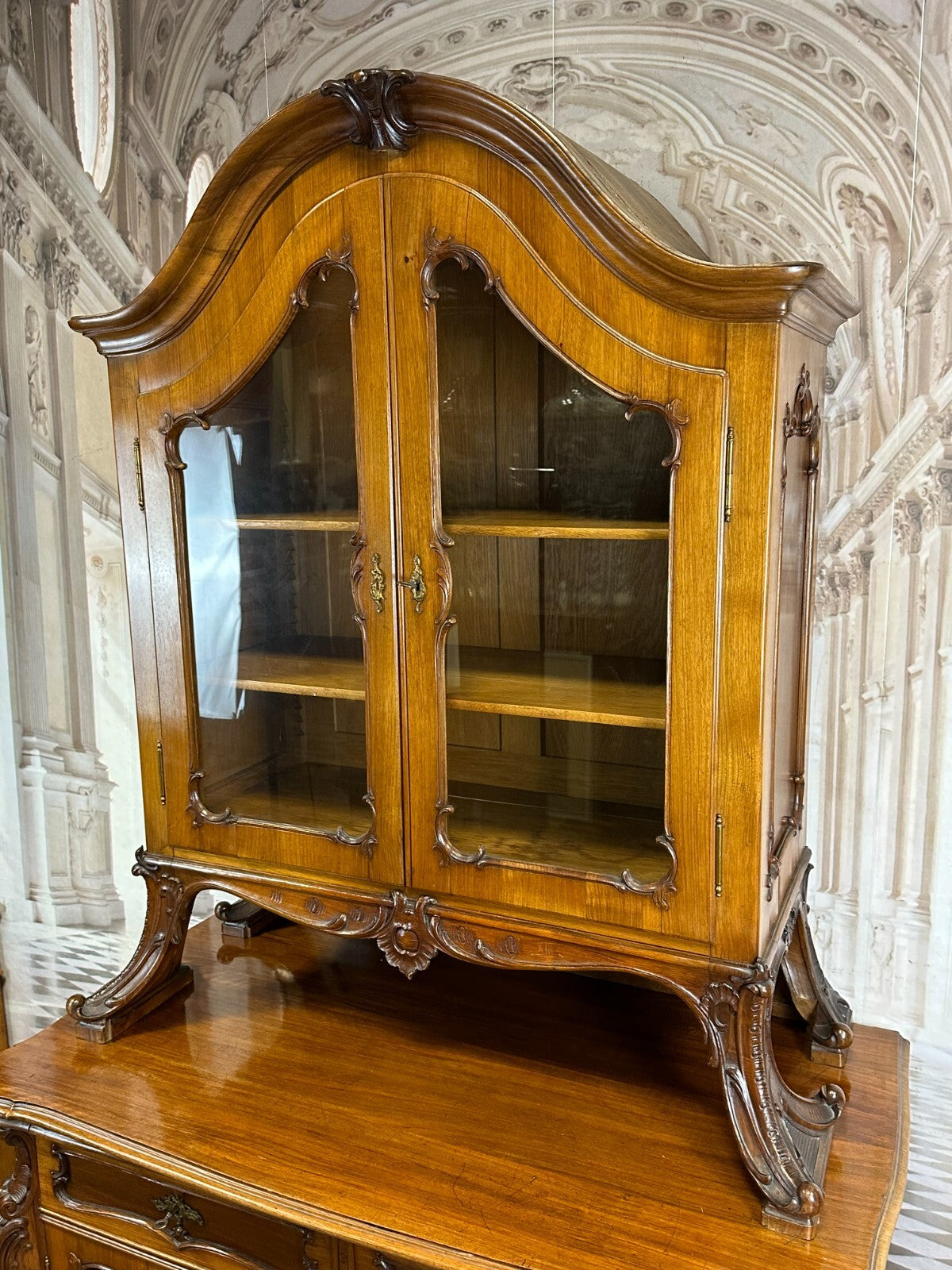 Antike Neo Rokoko Kommode um 1880 Mahagoni Aufsatzkommode Vitrine