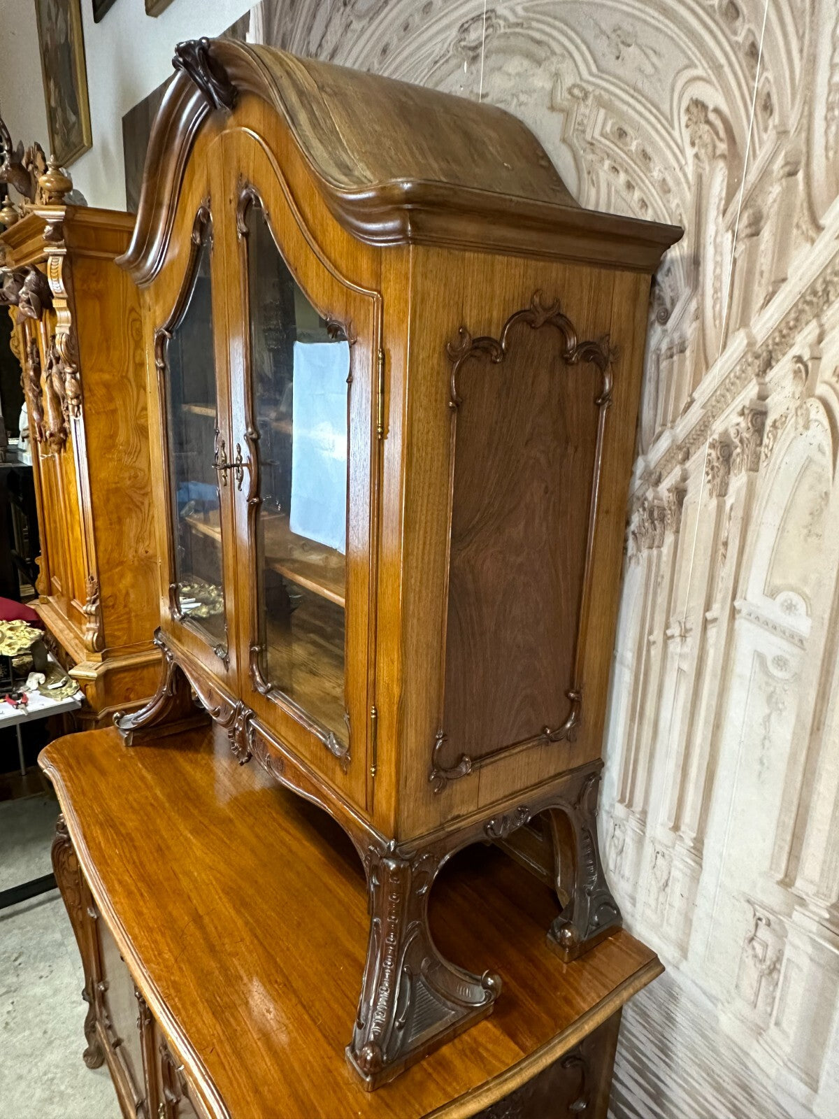 Antike Neo Rokoko Kommode um 1880 Mahagoni Aufsatzkommode Vitrine