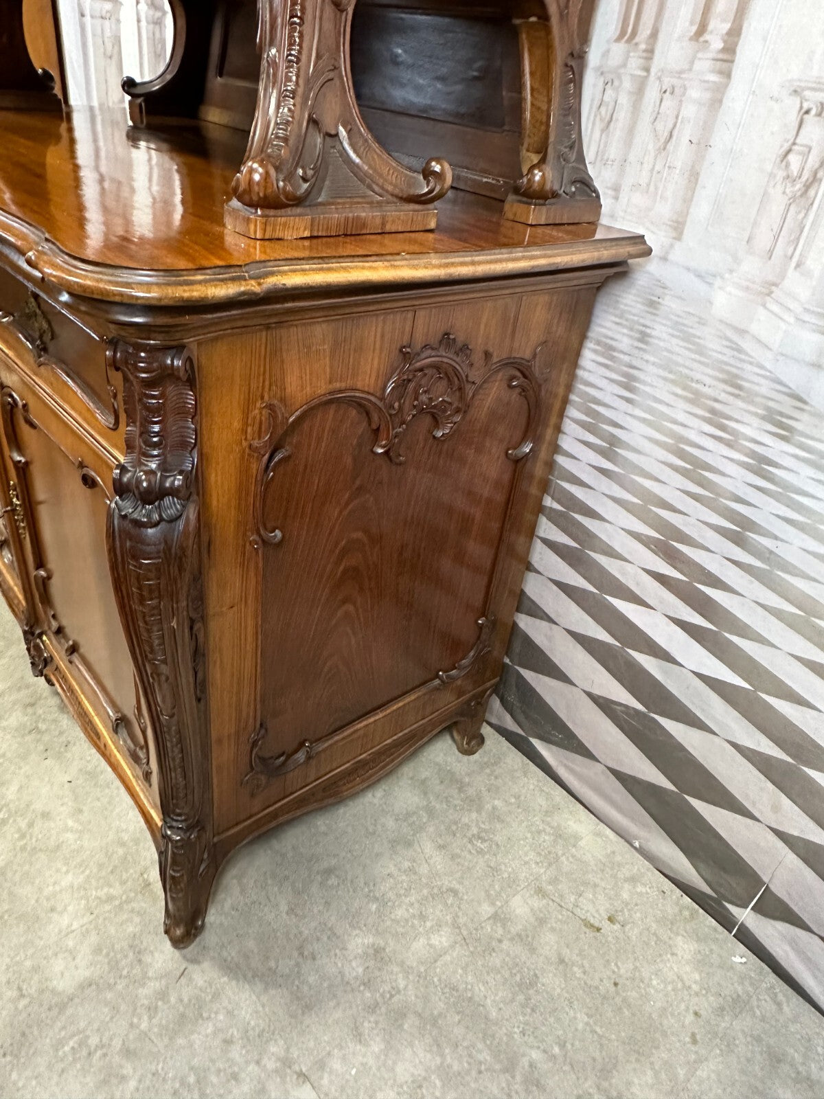 Antike Neo Rokoko Kommode um 1880 Mahagoni Aufsatzkommode Vitrine
