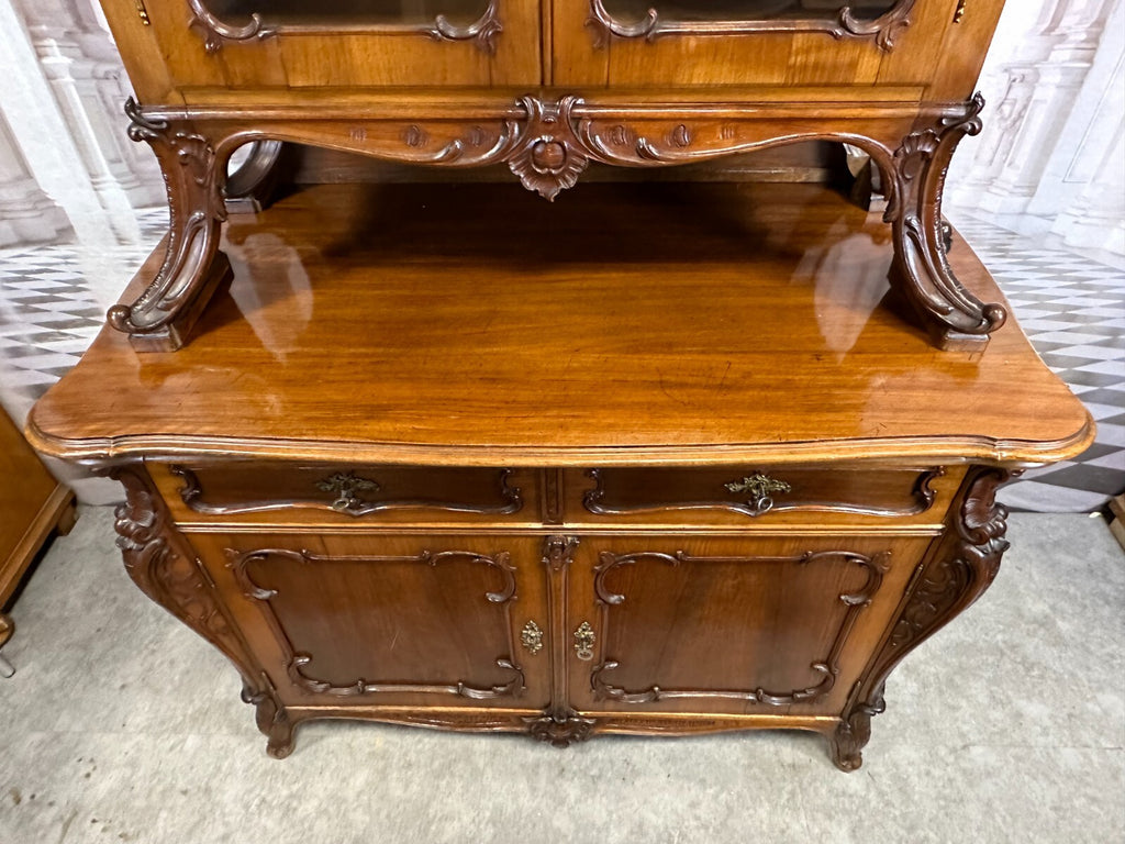 Antike Neo Rokoko Kommode um 1880 Mahagoni Aufsatzkommode Vitrine