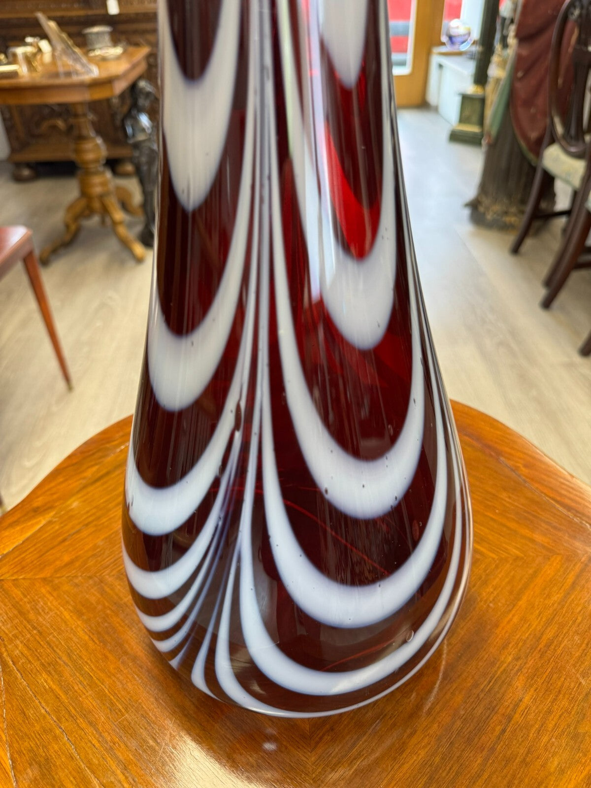 Vintage Bodenvase grosse Vase aus Glas Lollipop Space Age Schott Zwiesel 68x20cm