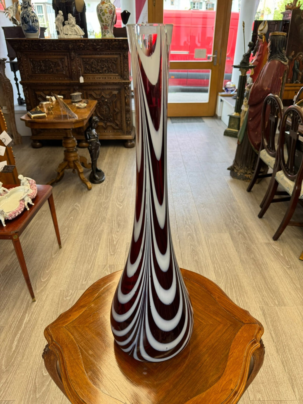 Vintage Bodenvase grosse Vase aus Glas Lollipop Space Age Schott Zwiesel 68x20cm