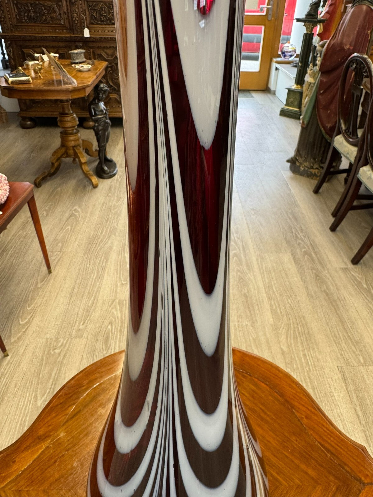 Vintage Bodenvase grosse Vase aus Glas Lollipop Space Age Schott Zwiesel 68x20cm