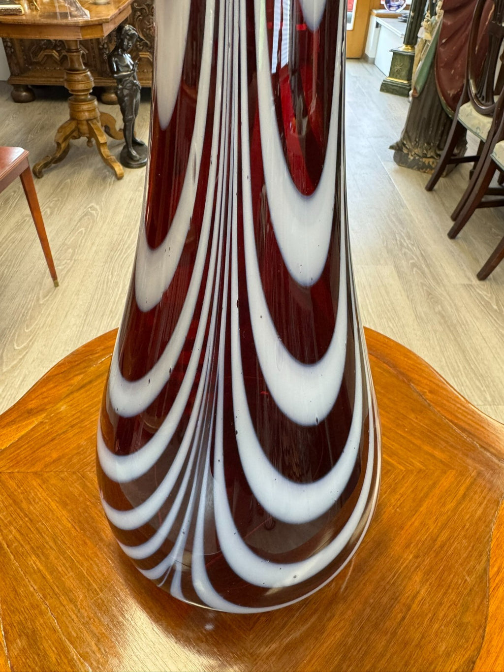 Vintage Bodenvase grosse Vase aus Glas Lollipop Space Age Schott Zwiesel 68x20cm
