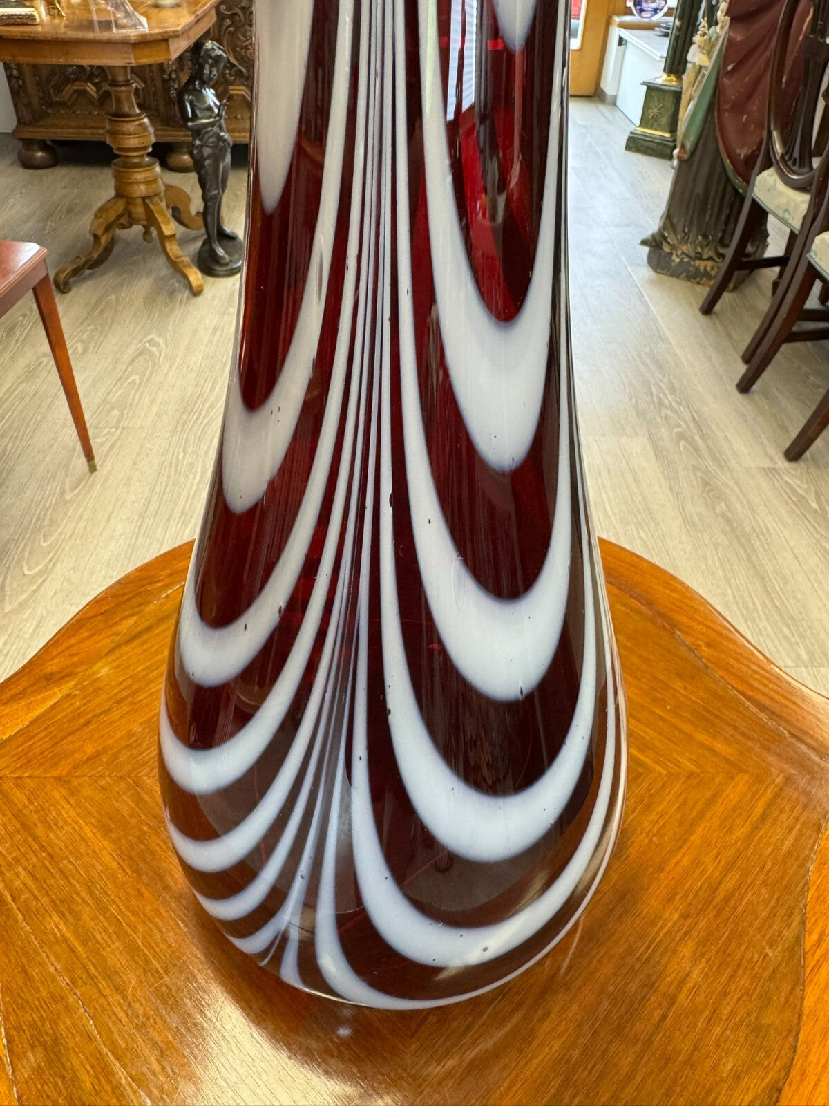 Vintage Bodenvase grosse Vase aus Glas Lollipop Space Age Schott Zwiesel 68x20cm