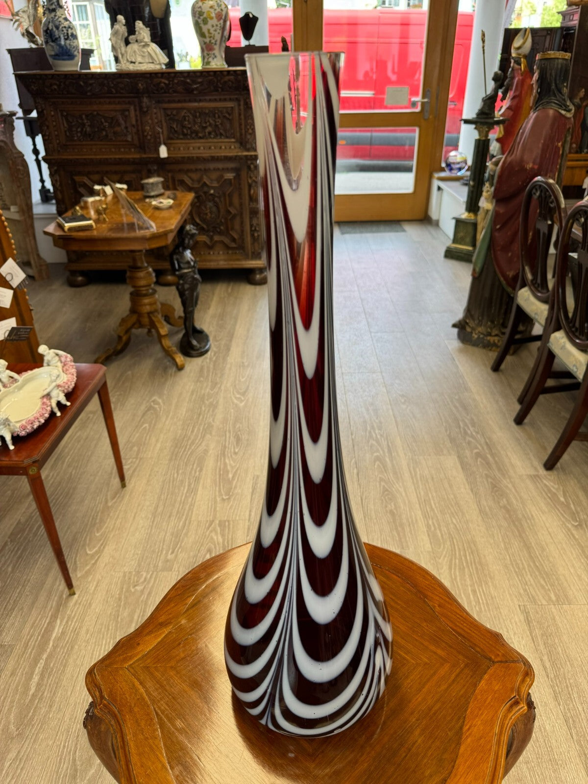 Vintage Bodenvase grosse Vase aus Glas Lollipop Space Age Schott Zwiesel 68x20cm