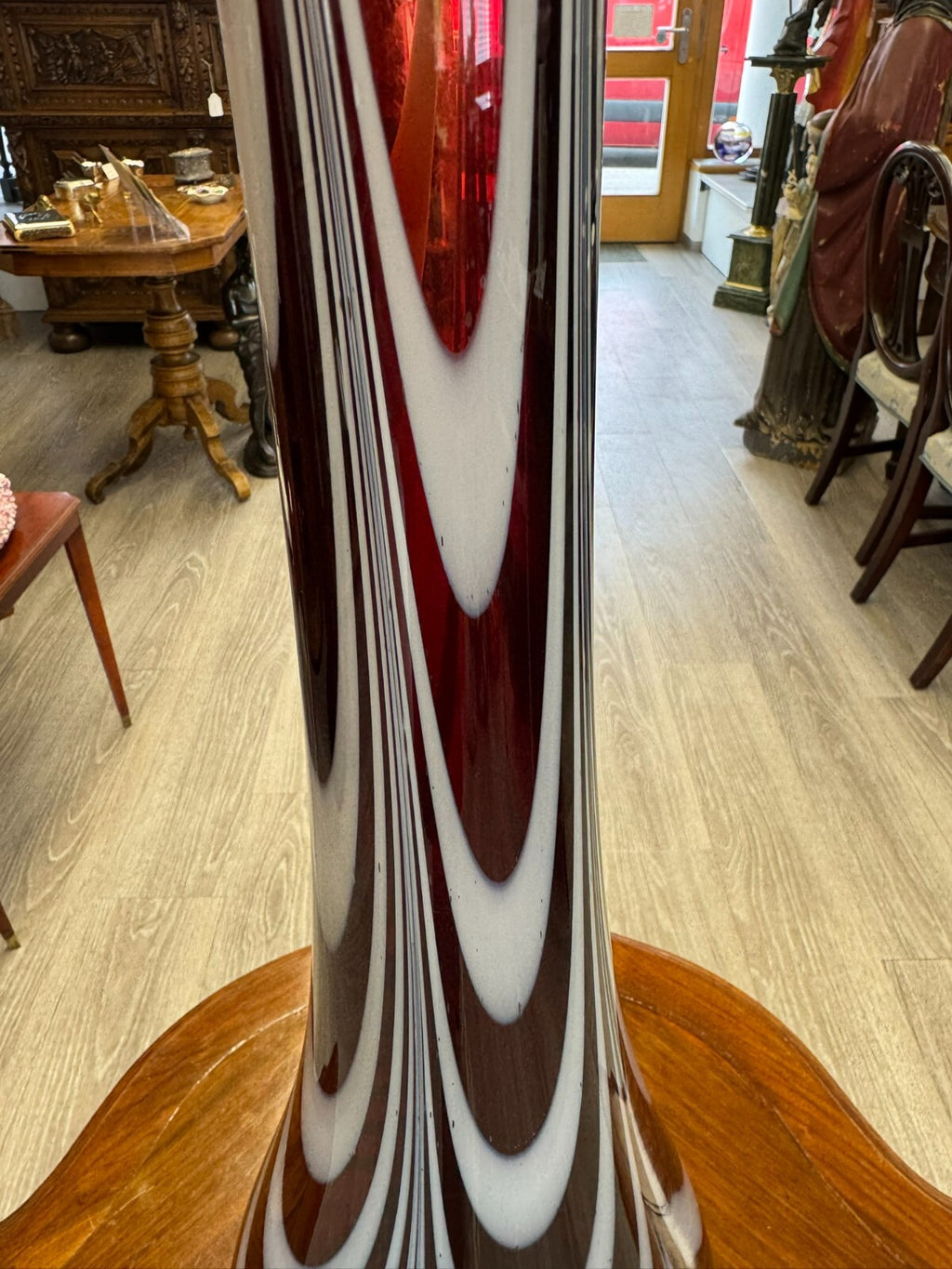 Vintage Bodenvase grosse Vase aus Glas Lollipop Space Age Schott Zwiesel 68x20cm