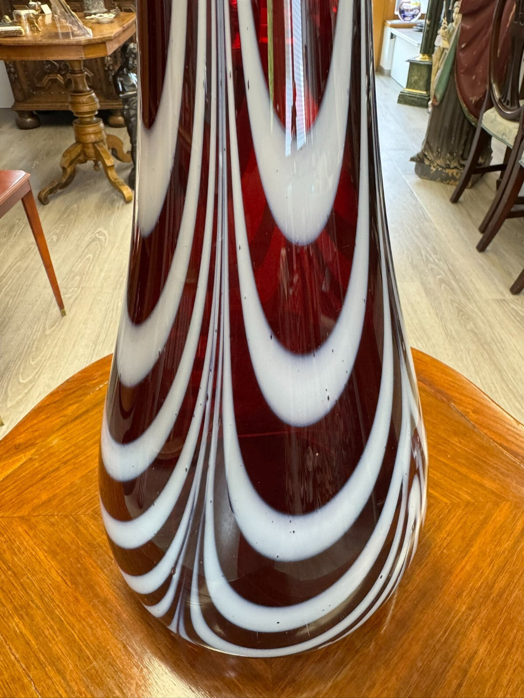 Vintage Bodenvase grosse Vase aus Glas Lollipop Space Age Schott Zwiesel 68x20cm