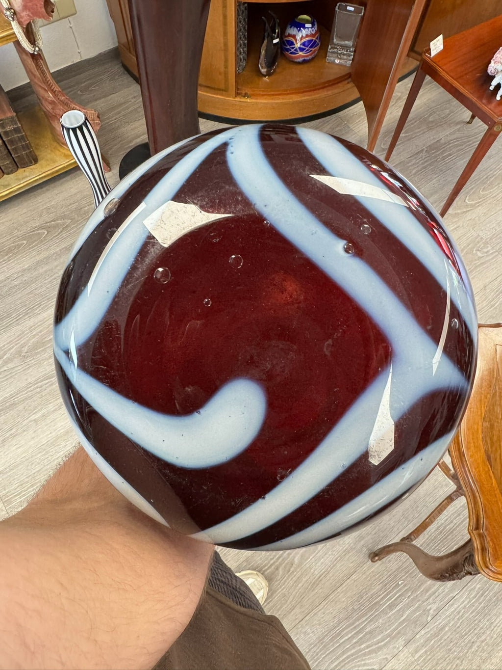 Vintage Bodenvase grosse Vase aus Glas Lollipop Space Age Schott Zwiesel 68x20cm