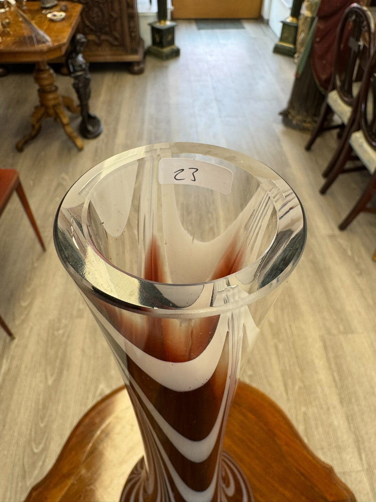 Vintage Bodenvase grosse Vase aus Glas Lollipop Space Age Schott Zwiesel 68x20cm
