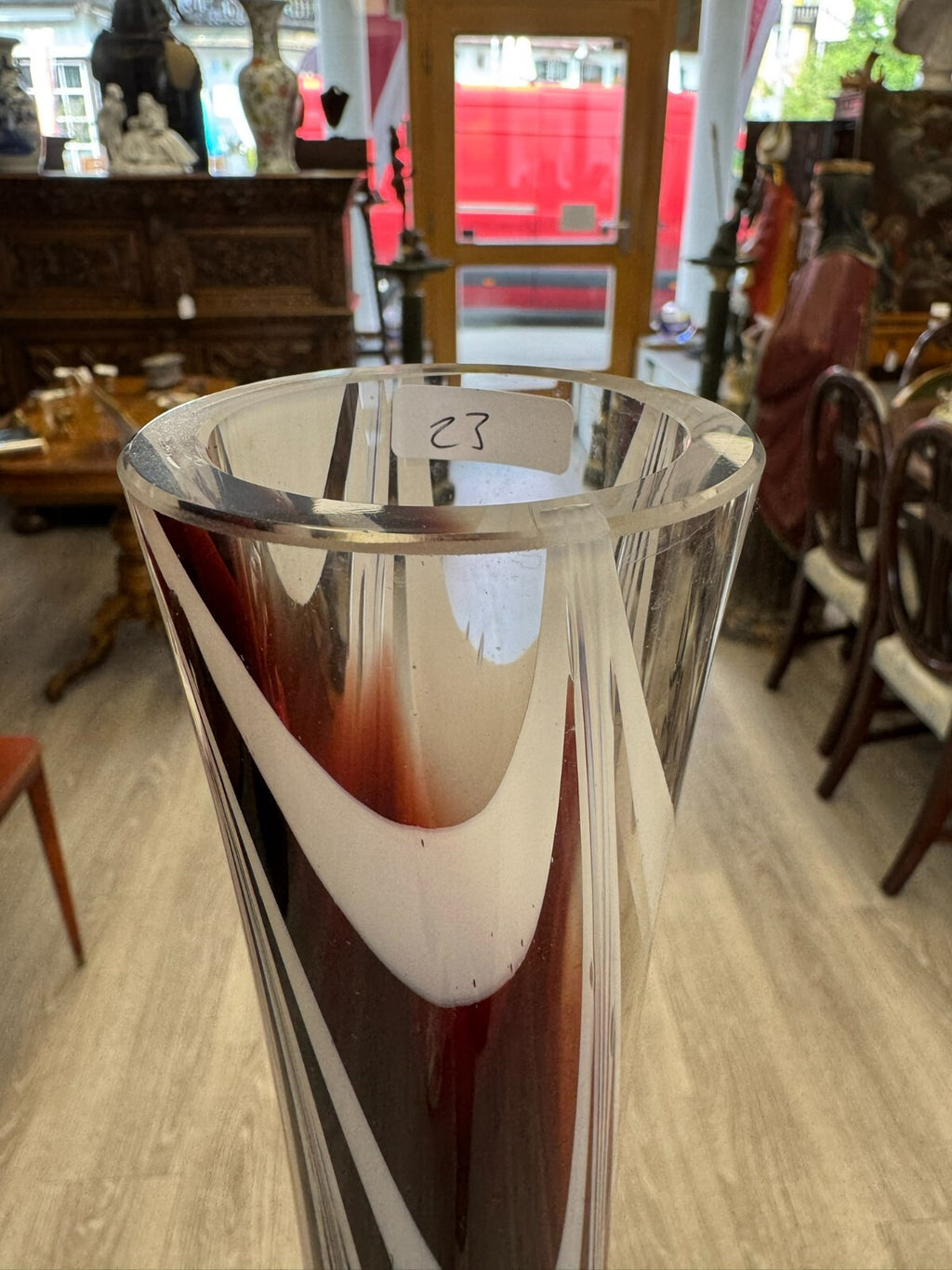 Vintage Bodenvase grosse Vase aus Glas Lollipop Space Age Schott Zwiesel 68x20cm