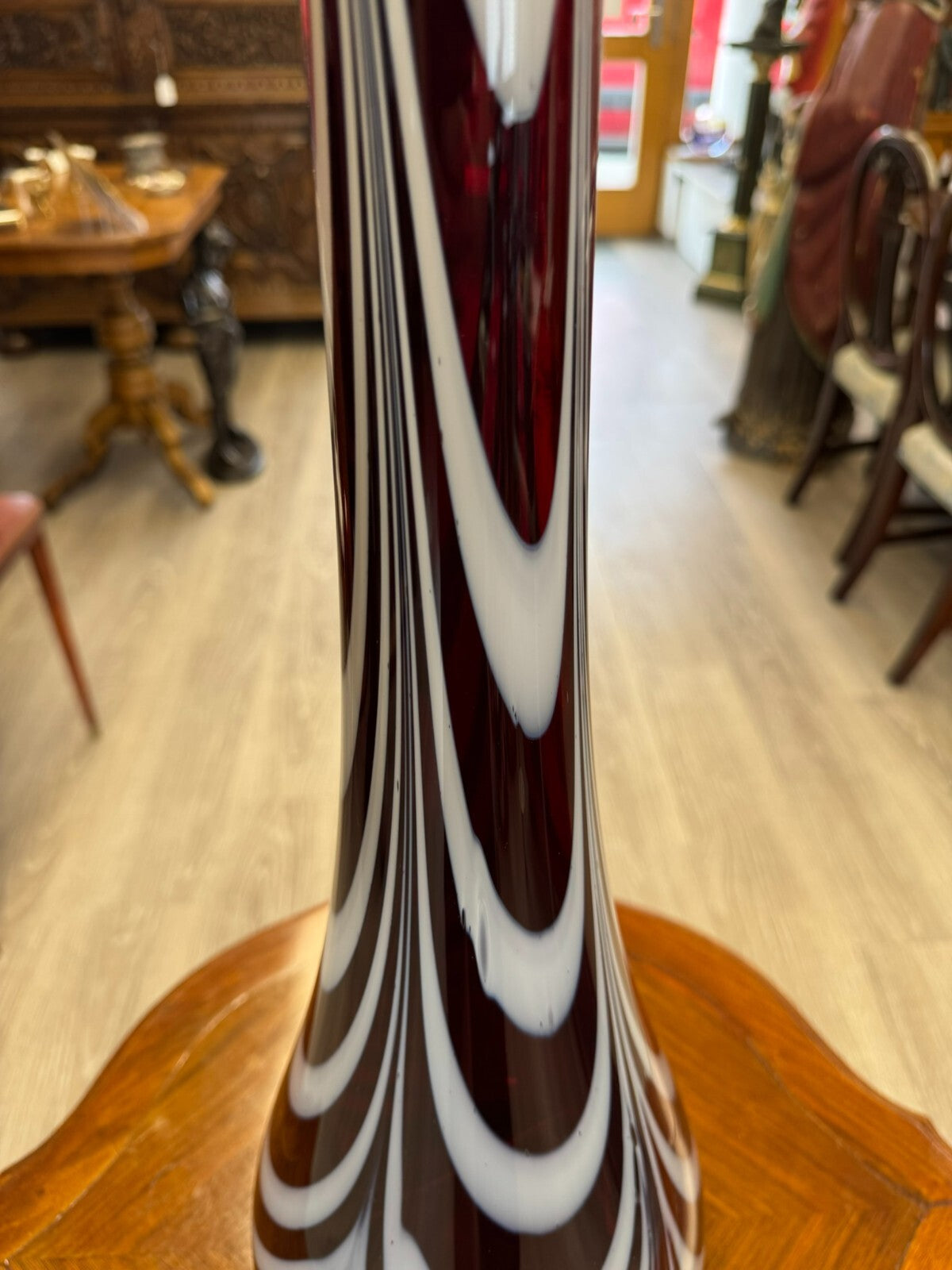 Vintage Bodenvase grosse Vase aus Glas Lollipop Space Age Schott Zwiesel 68x20cm
