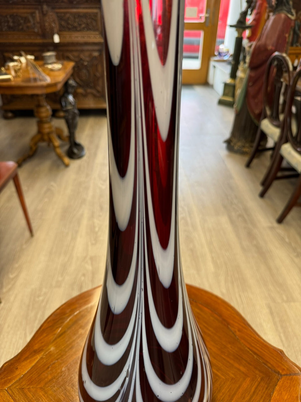 Vintage Bodenvase grosse Vase aus Glas Lollipop Space Age Schott Zwiesel 68x20cm