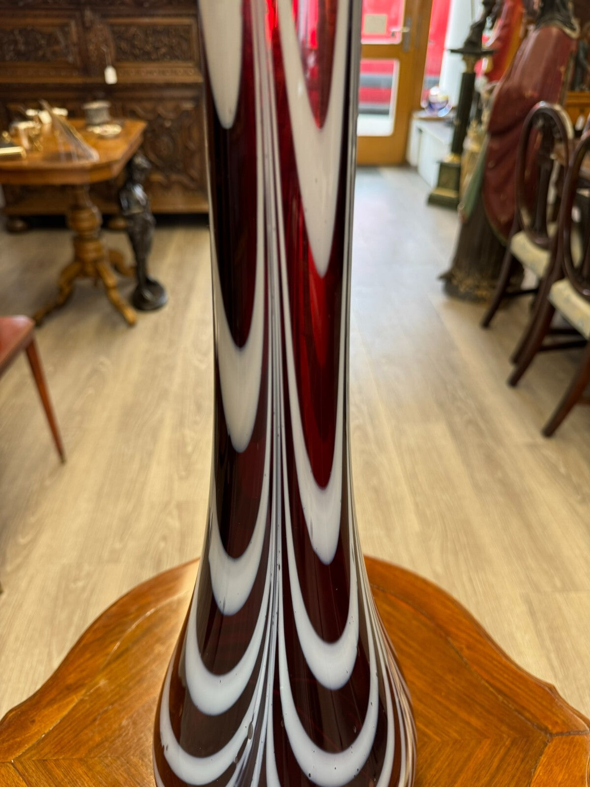 Vintage Bodenvase grosse Vase aus Glas Lollipop Space Age Schott Zwiesel 68x20cm