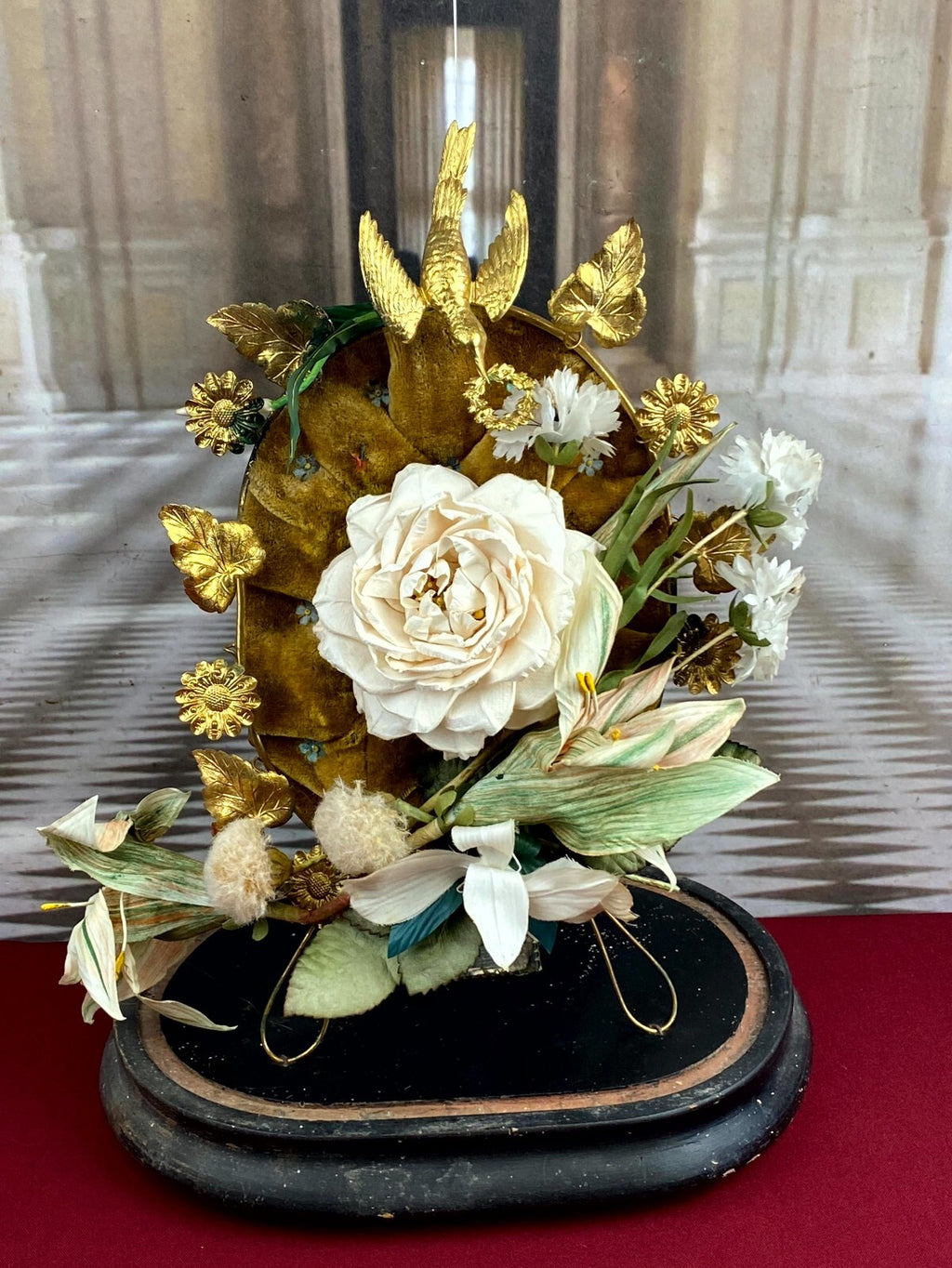 Globe De Mariee Hochzeit Andenken Frankreich Napoleon Iii Spiegel Vogel 43cm