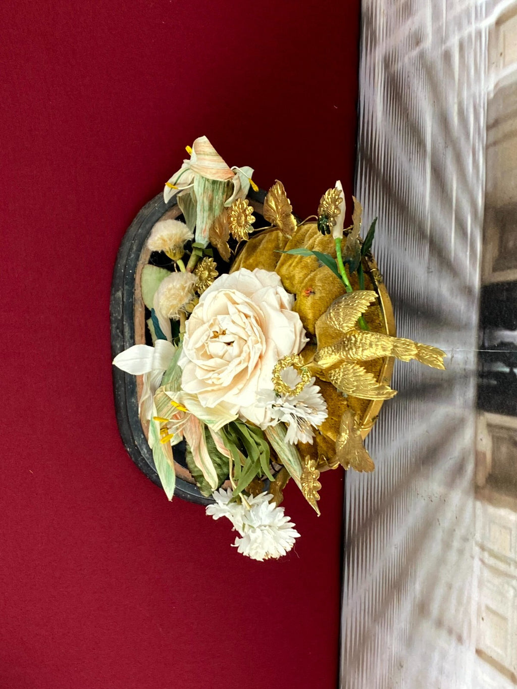 Globe De Mariee Hochzeit Andenken Frankreich Napoleon Iii Spiegel Vogel 43cm