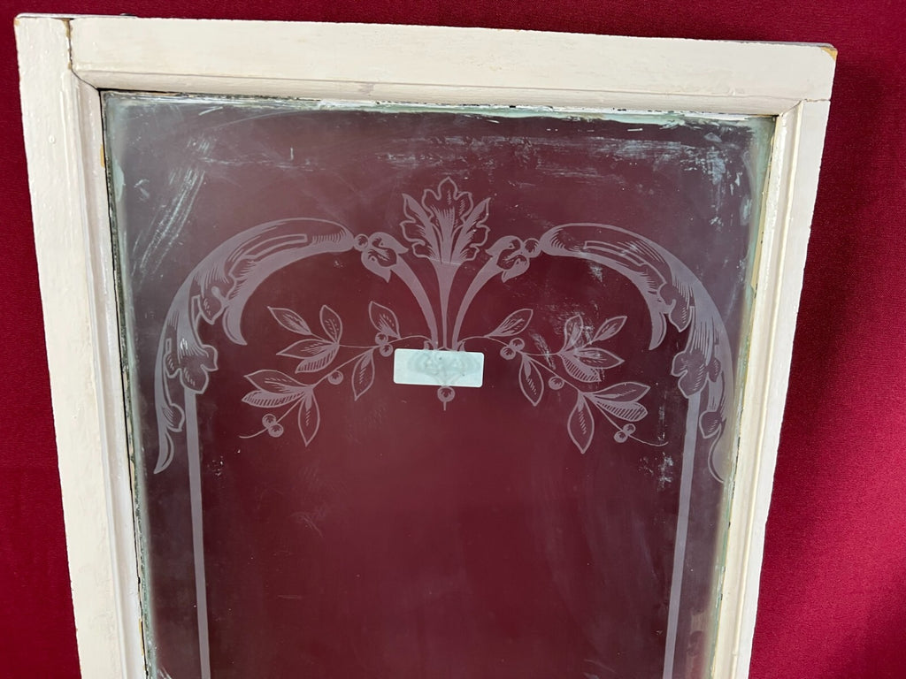 2x antike Glasscheibe Jugendstil um 1890 Fenster Girlanden Blumen 34x130cm
