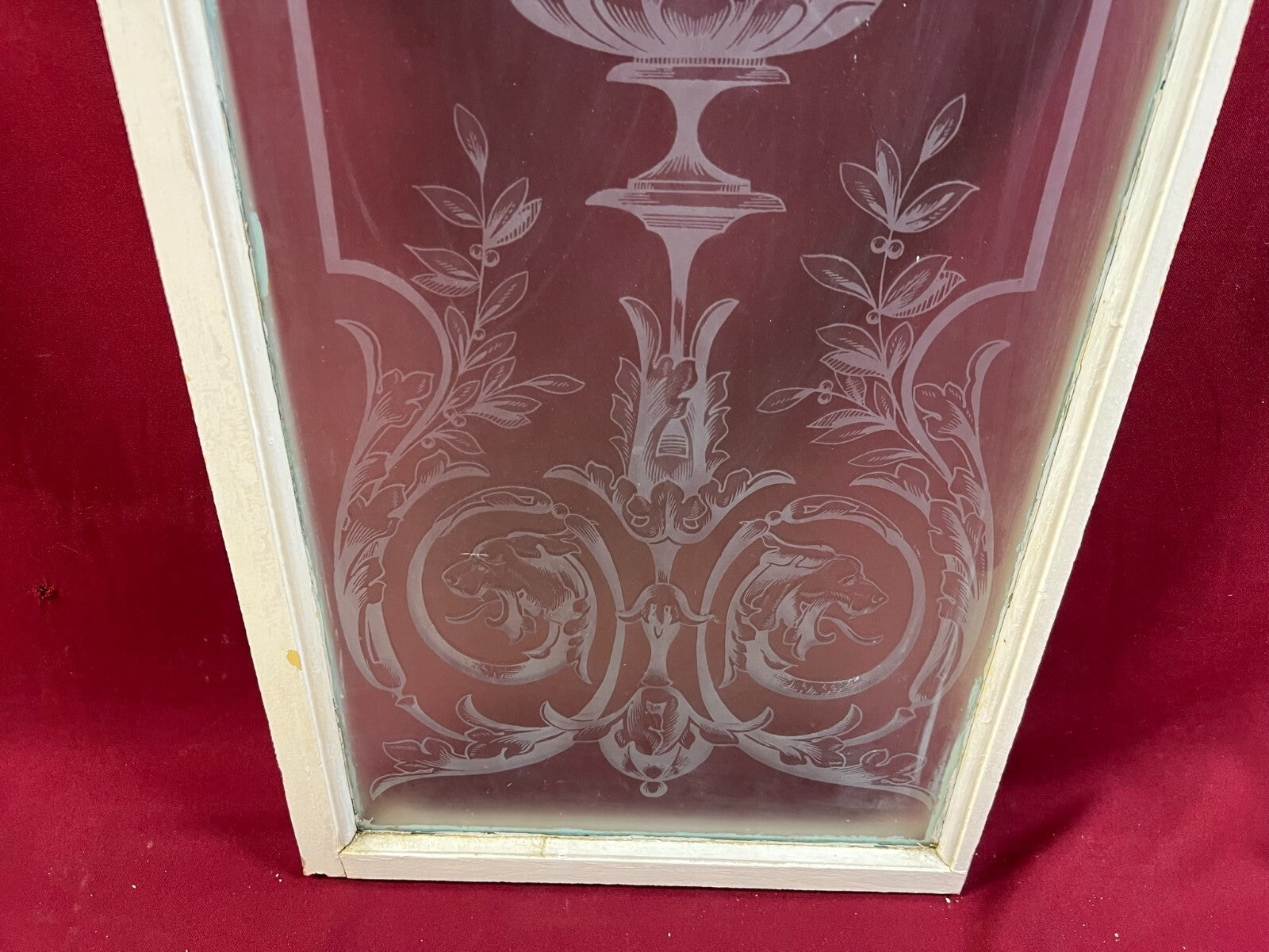 2x antike Glasscheibe Jugendstil um 1890 Fenster Girlanden Blumen 34x130cm