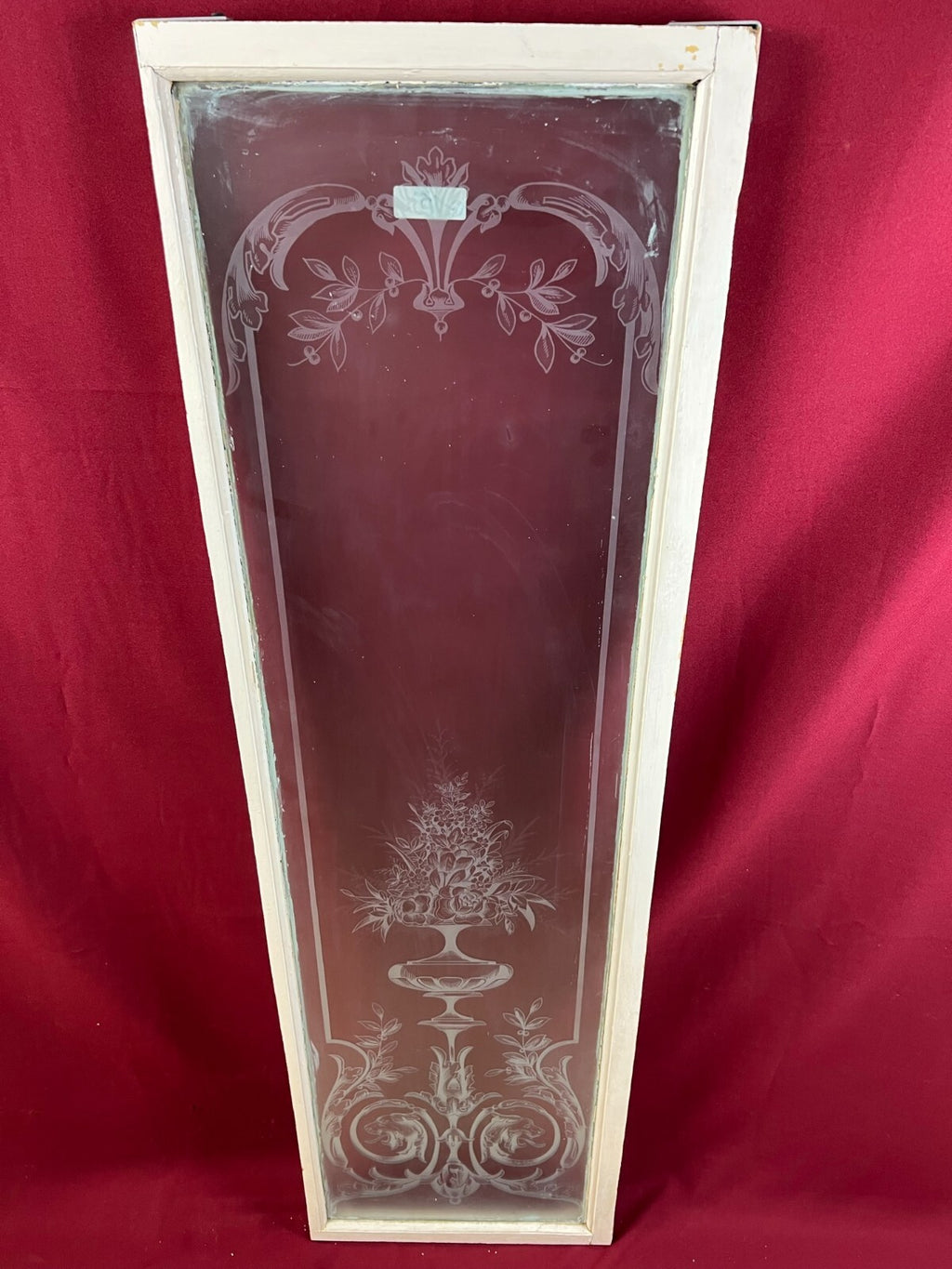 2x antike Glasscheibe Jugendstil um 1890 Fenster Girlanden Blumen 34x130cm