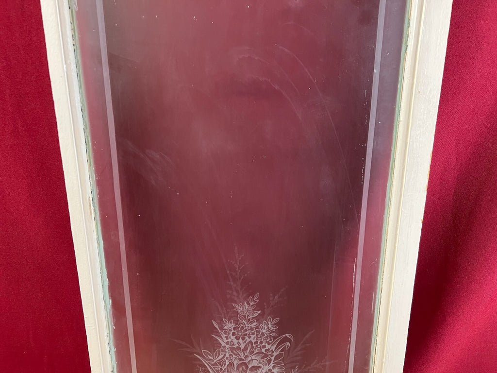 2x antike Glasscheibe Jugendstil um 1890 Fenster Girlanden Blumen 34x130cm