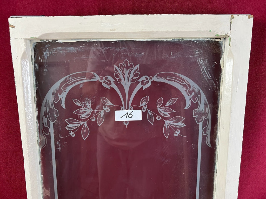 2x antike Glasscheibe Jugendstil um 1890 Fenster Girlanden Blumen 34x130cm