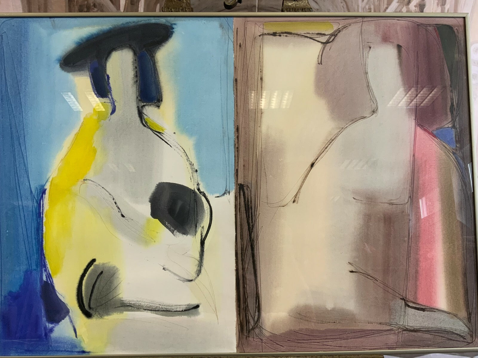 Aquarell Abstrakte Komposition Personen Anatoli Kmara Grossformat