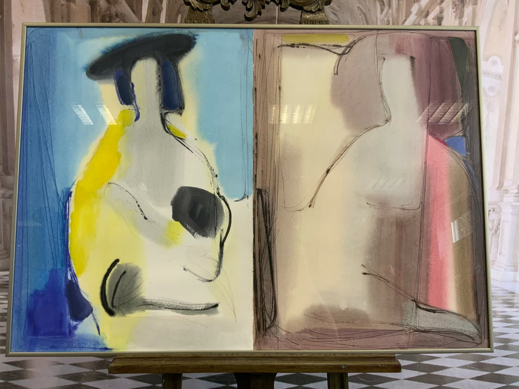 Aquarell Abstrakte Komposition Personen Anatoli Kmara Grossformat